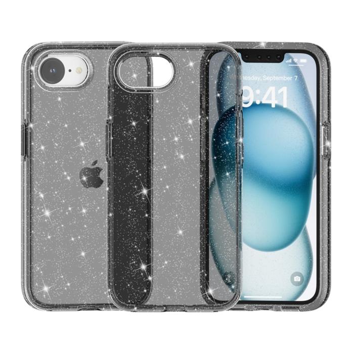 Bild 6, iPhone 17e / 16e Skal Glitter Shockproof Svart