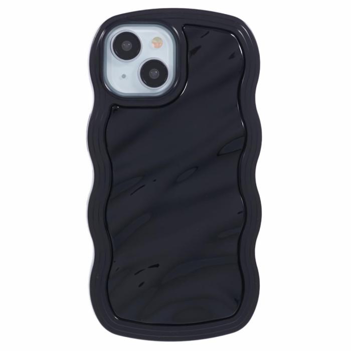 Bild 1, iPhone 14 Mobilskal Wavy Textur Svart