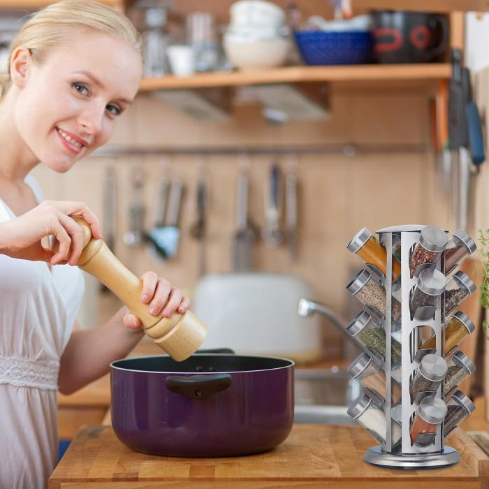 Bild 3, Roterande kryddställ med 20 glasburkar