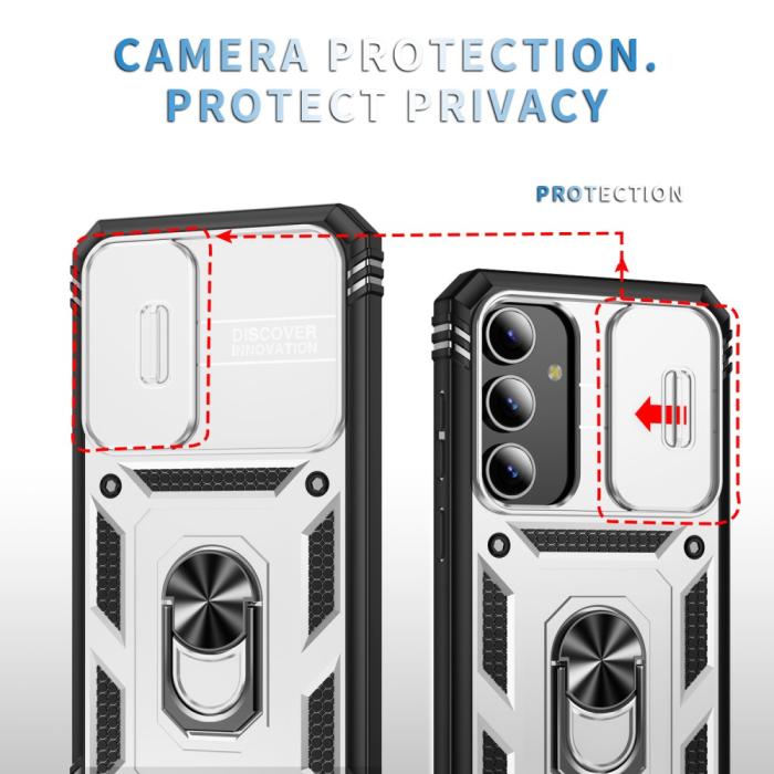 Bild 2, Galaxy S24 Plus Skal CamShield Ring Hybrid Armor Vit/Svart