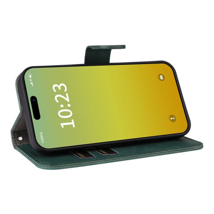 Bild 3, iPhone 15 Fodral Skin Touch Läder Grön