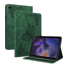 Samsung Galaxy Tab A11 / A9 Fodral Butterfly Flower Gr&ouml;n
