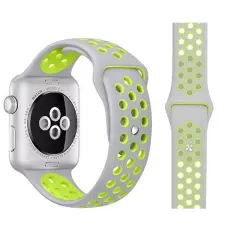 Ihåligt Silikon Armband Apple Watch 42/41/40/38 mm (M/L) - Grå/Grön