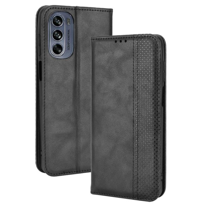 Bild 2, Motorola Moto G62 5G Fodral Retro Läder Svart