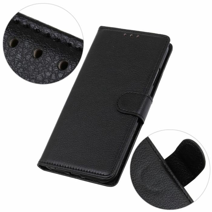 Bild 5, Motorola Moto E22i Fodral Litchi Läder Svart