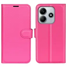 Xiaomi Redmi Note 14 5G Fodral Litchi L&auml;der Rosa