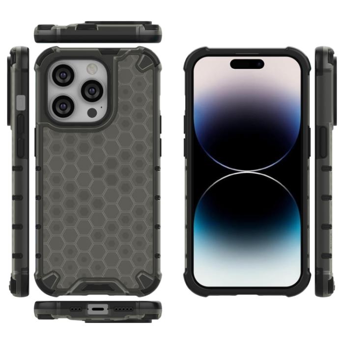 Bild 4, iPhone 15 Pro Skal Honeycomb Shockproof Svart