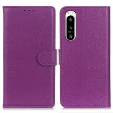 Sony Xperia 5 IV Fodral Litchi Läder Lila