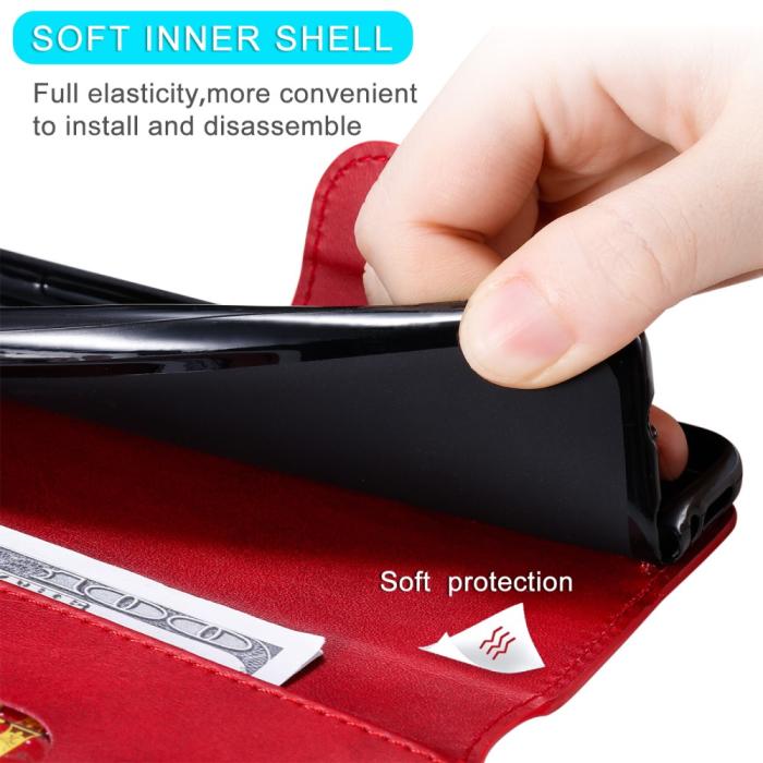 Bild 3, Xiaomi Mi 11i - Läder Fodral Solid - Röd