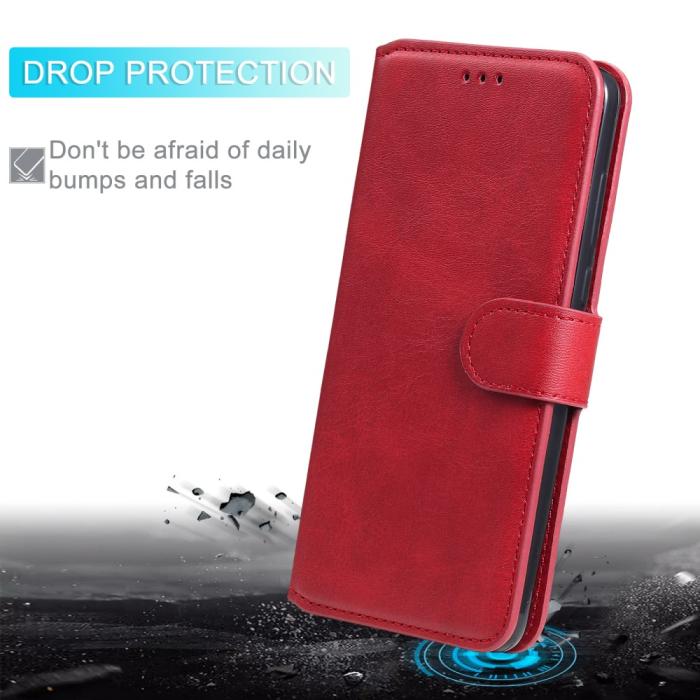 Bild 5, Xiaomi Mi 11i - Läder Fodral Solid - Röd