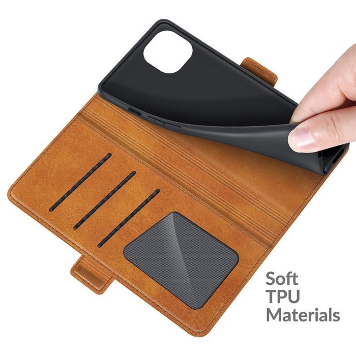 Bild 4, iPhone 13 Mini - Fodral Med Magnetisk Stängning - Ljus Brun