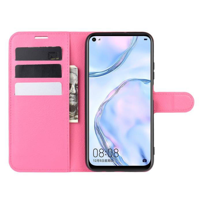 Bild 4, Huawei P40 Lite - Litchi Plånboksfodral - Rosa