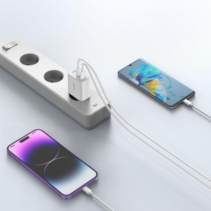 Bild 5, Tech-Protect 30W PD/QC Väggladdare 2x USB-C 1x USB-A Svart