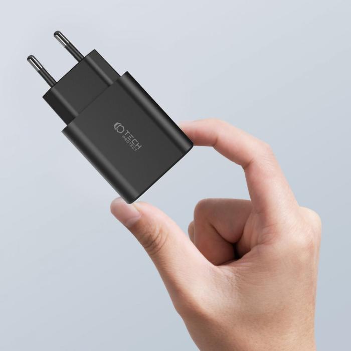 Bild 6, Tech-Protect 30W PD/QC Väggladdare 2x USB-C 1x USB-A Svart