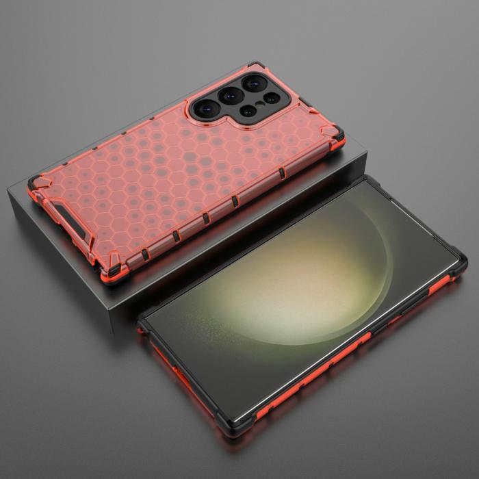 Bild 3, Galaxy S24 Ultra Skal Honeycomb Shockproof Hybrid Röd
