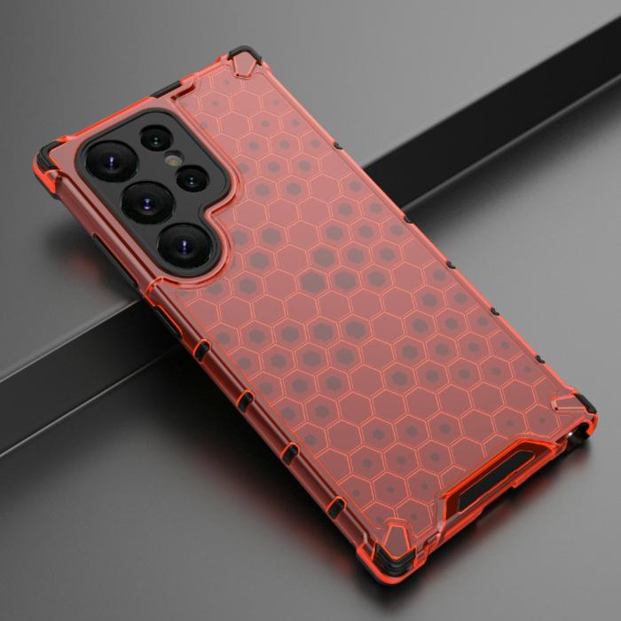 Bild 4, Galaxy S24 Ultra Skal Honeycomb Shockproof Hybrid Röd