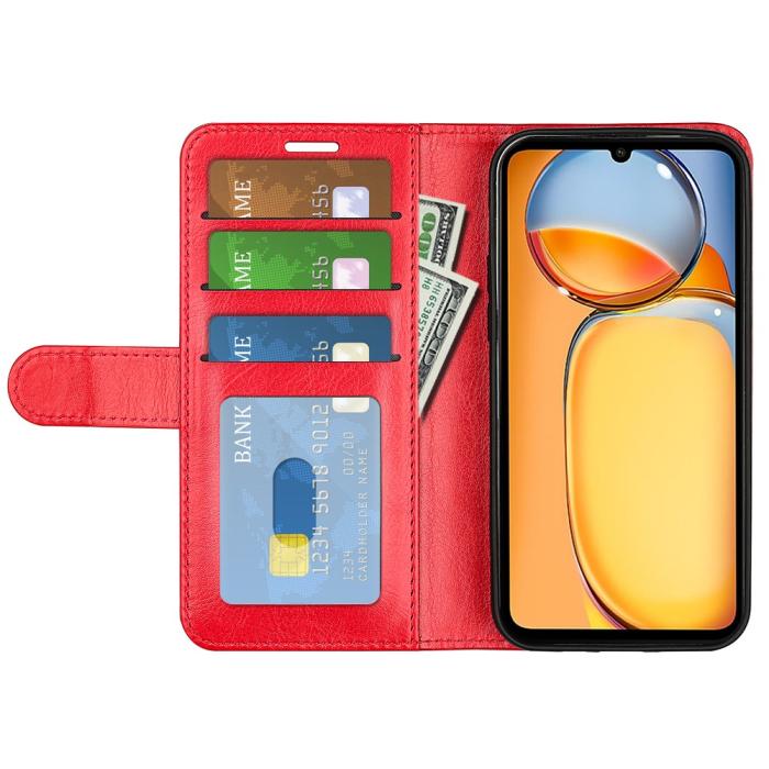 Bild 2, Xiaomi Redmi 13C 4G Fodral Crazy Horse Läder Röd