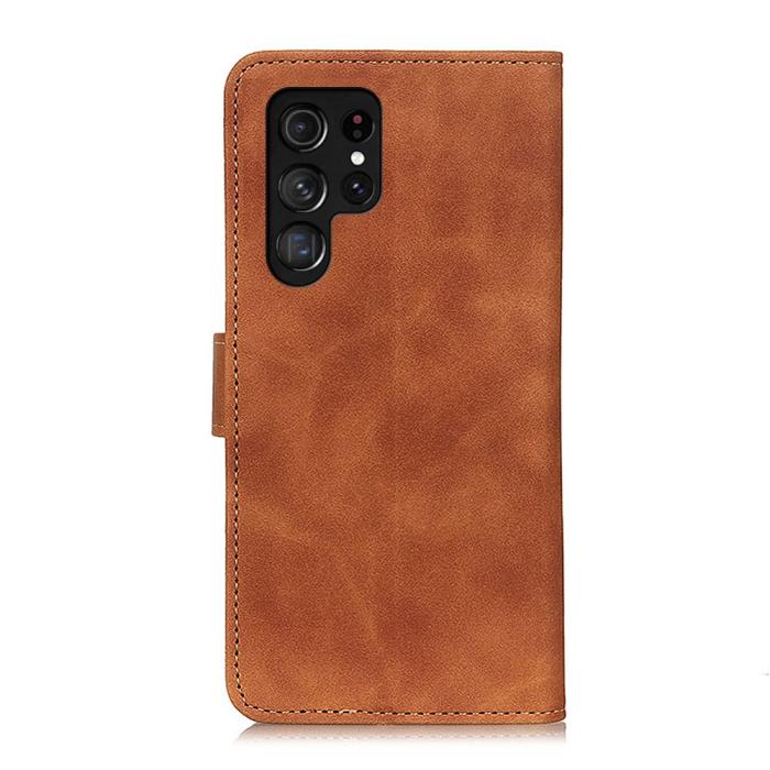 Bild 3, KHAZNEH Samsung Galaxy S22 Ultra Fodral Retro Läder Brun
