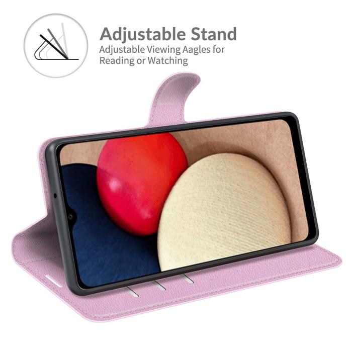 Bild 4, Samsung Galaxy A03s Fodral Litchi Läder Ljus Rosa