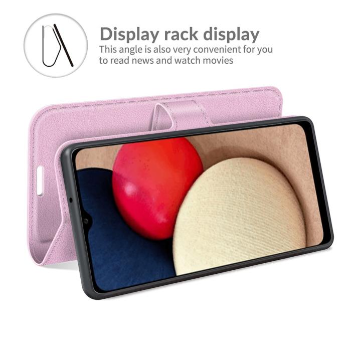 Bild 5, Samsung Galaxy A03s Fodral Litchi Läder Ljus Rosa