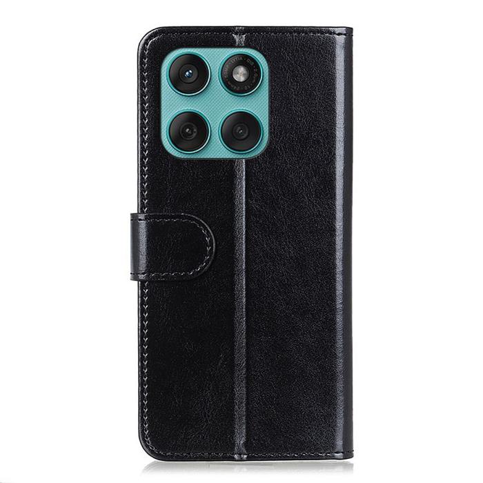 Bild 6, Motorola Edge 60 / 60 Fusion Fodral Crazy Horse Läder Svart