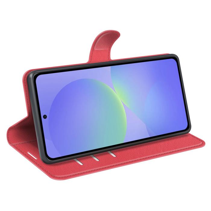 Bild 3, Samsung Galaxy A37 5G Fodral Litchi Läder Röd