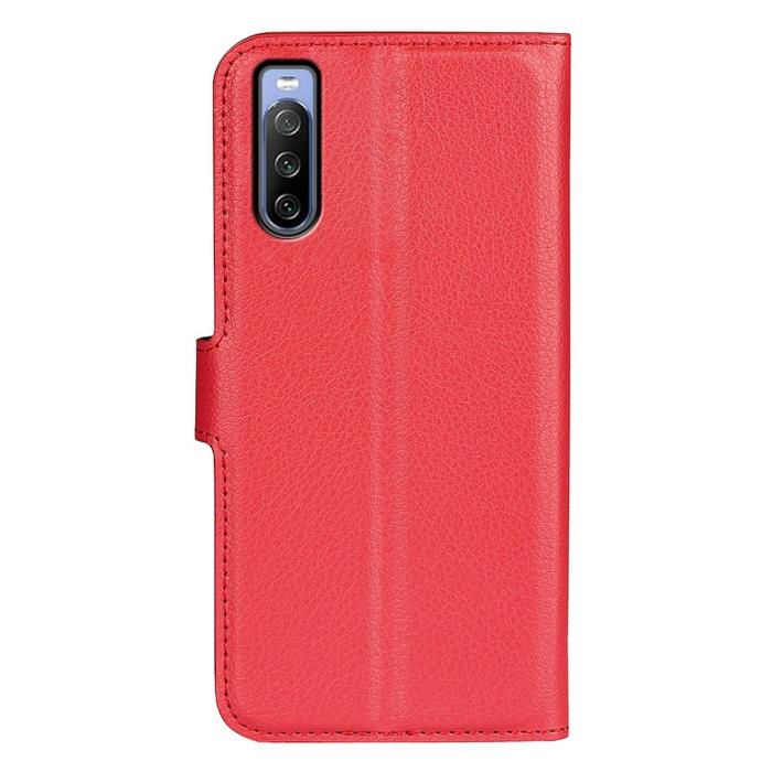 Bild 6, Sony Xperia 10 IV Fodral Litchi Läder Röd