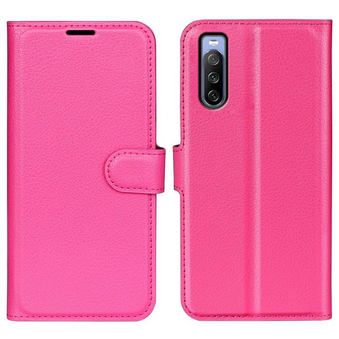 Bild 1, Sony Xperia 10 IV Fodral Litchi Läder Rosa