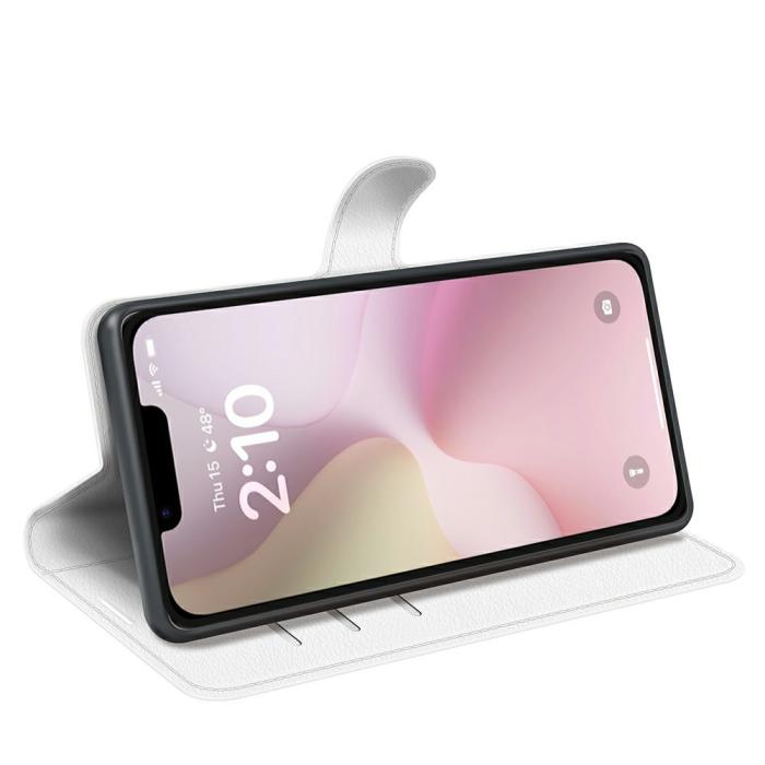 Bild 3, iPhone 17e / 16e Fodral Litchi Läder Vit