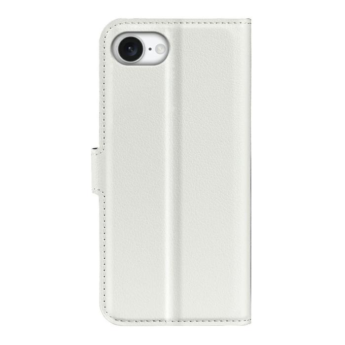 Bild 6, iPhone 17e / 16e Fodral Litchi Läder Vit
