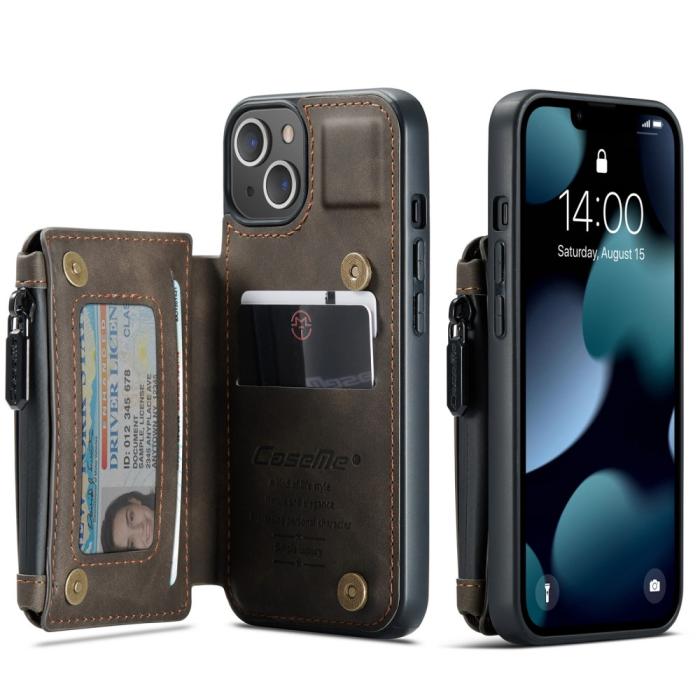 Bild 1, CASEME iPhone 13 Skal Med Magnetisk Plånbok Mörk Brun