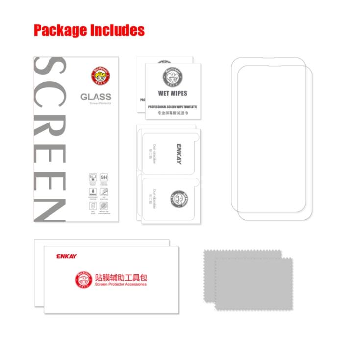 Bild 2, ENKAY iPhone 14 Pro 2-PACK Skärmskydd Härdat Glas