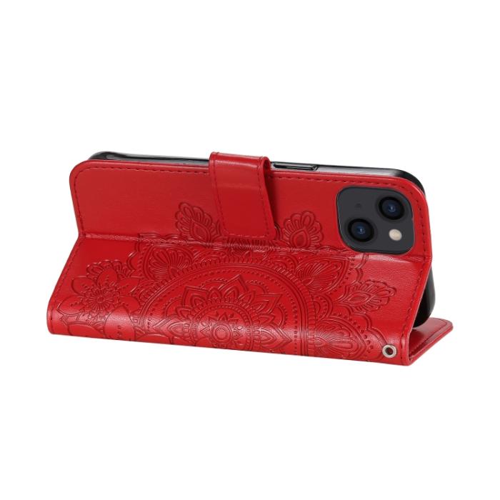 Bild 5, iPhone 14 Fodral Mandala Blomma Röd