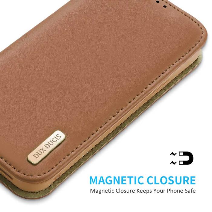 Bild 6, DUX DUCIS iPhone 15 Plus Fodral RFID Läder Brun