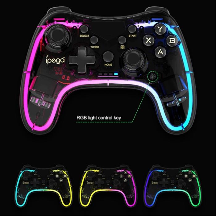 Bild 2, iPega Universal RGB Trådlös Handkontroll PS/NS/iOS/PC/TV Svart
