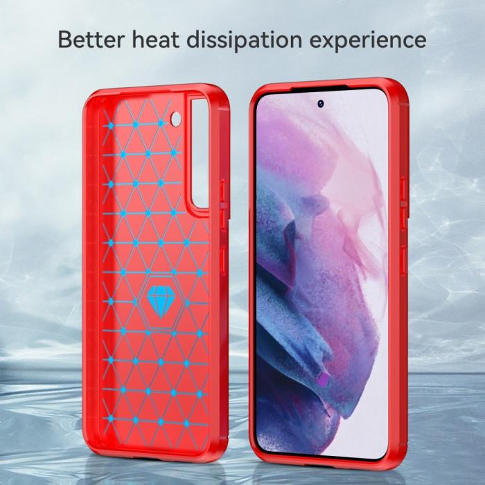 Bild 4, Samsung Galaxy S22 Plus Skal Borstad Stål Textur Röd