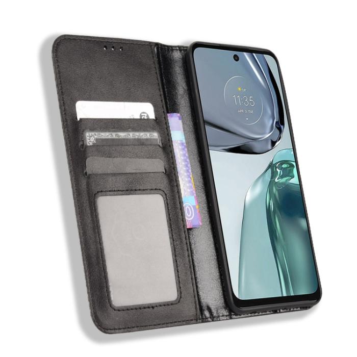 Bild 3, Motorola Moto G62 5G Fodral Retro Läder Svart
