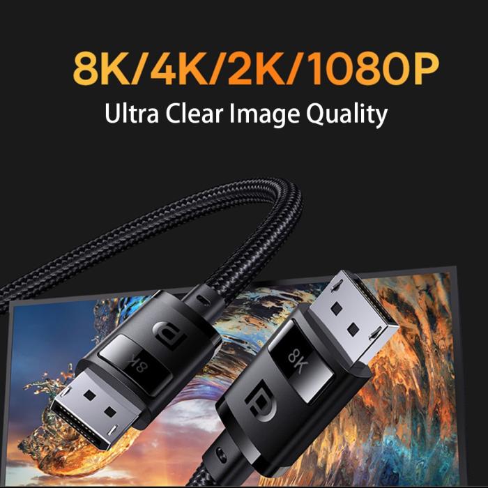 Bild 2, Baseus DP DisplayPort Hane Kabel 1.5m, 8K Stöd Svart