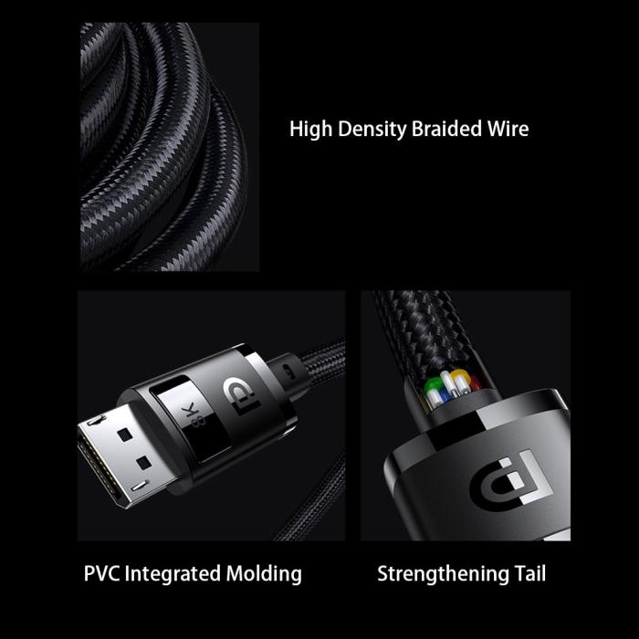 Bild 6, Baseus DP DisplayPort Hane Kabel 1.5m, 8K Stöd Svart