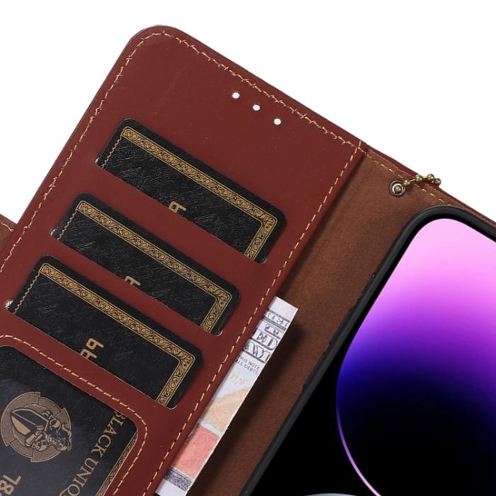 Bild 6, iPhone 15 Pro Fodral RFID Äkta Läder Brun