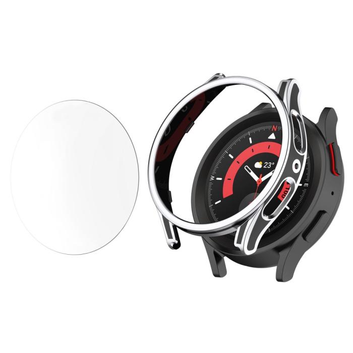 Bild 1, Galaxy Watch 4/5 40mm Skal Med Härdat Glas Svart/Silver