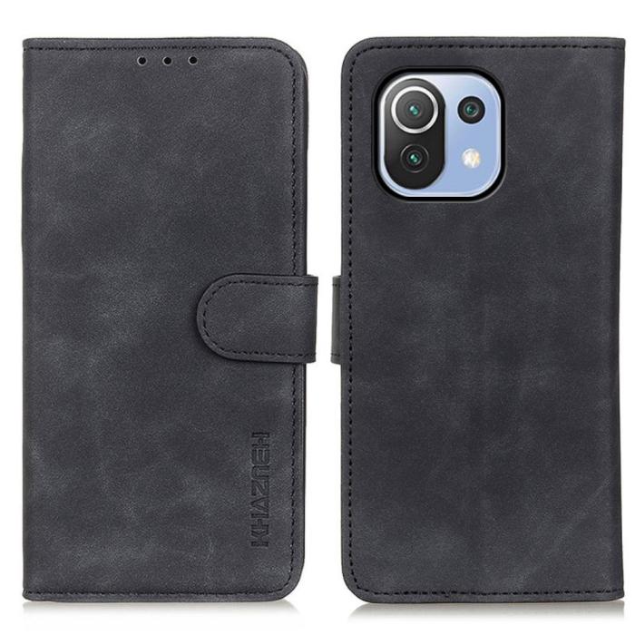 Bild 1, Xiaomi Mi 11 Lite - KHAZNEH Retro Läder Fodral - Svart