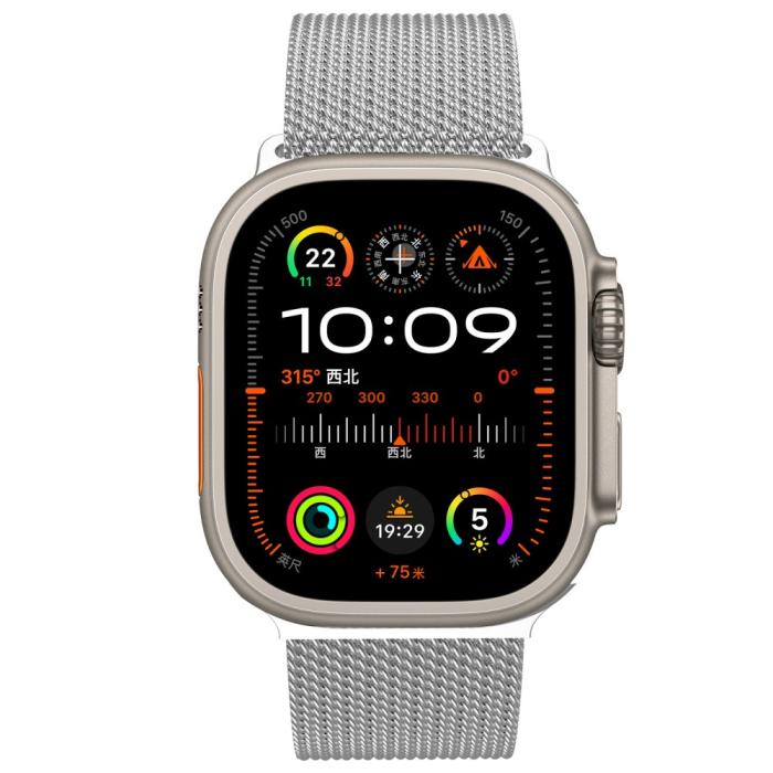 Bild 2, Apple Watch 42/44/45/46/49 mm Armband Milanese Silver