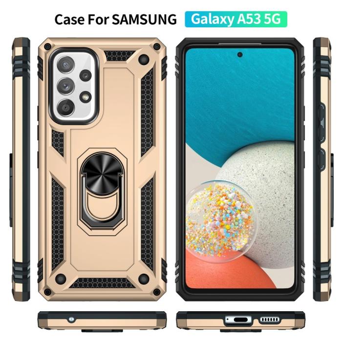 Bild 3, Samsung Galaxy A53 5G Skal Armor Hybrid Ring Guld