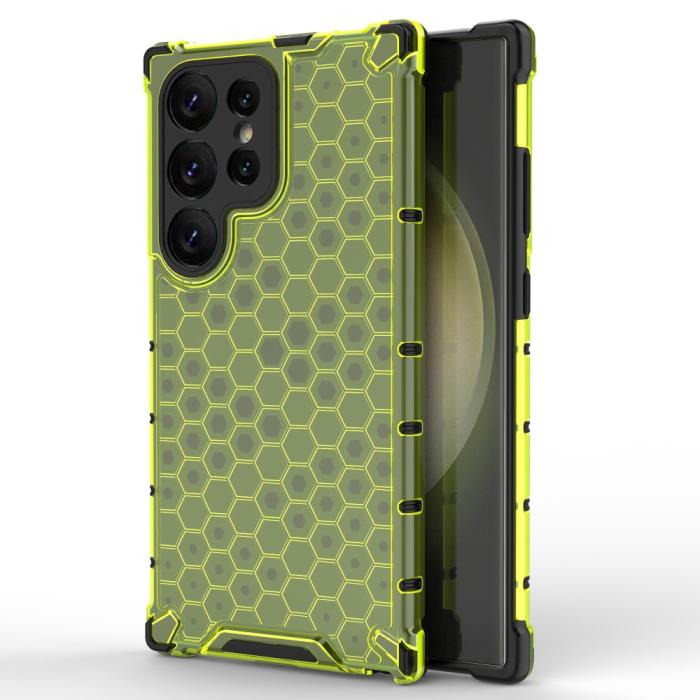 Bild 1, Galaxy S24 Ultra Skal Honeycomb Shockproof Hybrid Grön