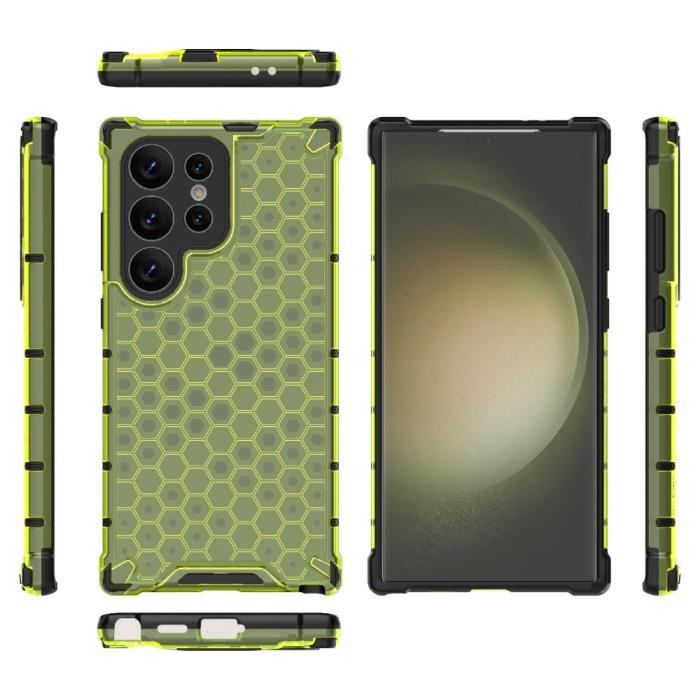 Bild 2, Galaxy S24 Ultra Skal Honeycomb Shockproof Hybrid Grön