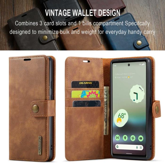 Bild 5, DG.MING Google Pixel 6A 2in1 Magnet Fodral / Skal Brun