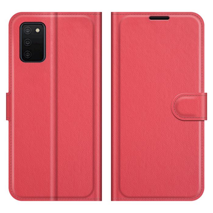 Bild 1, Samsung Galaxy A03s Fodral Litchi Läder Röd
