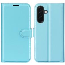 Samsung Galaxy A37 5G Fodral Litchi L&auml;der Bl&aring;