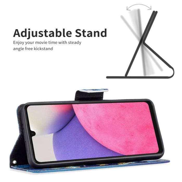 Bild 4, Samsung Galaxy A33 5G Fodral Med Tryck Blå/Guld Fjärilar
